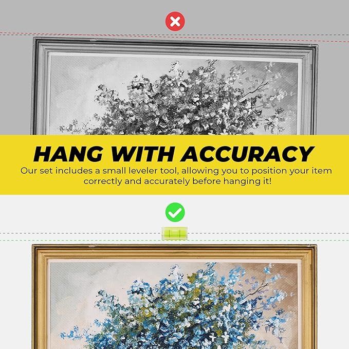 Picture and Mirror Hanging Kit Assortment – Hardware Supplies to Hang a Picture, Canvas, or Painting – Assortment of Hooks, Wire, Nails, and Sawtooth Hangers – Suitable for Drywall and Masonry Hanging