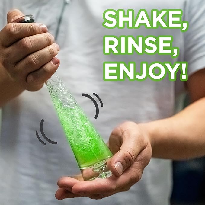 Chubbs Shake & Rinse Glass Cleaner - Cleans and Restores Within Minutes/Removes Hard-To-Reach Stains From Glassware | Perfect for Ceramic, Glass, Plastic, Silicone, & Metal (32 Fl Oz)