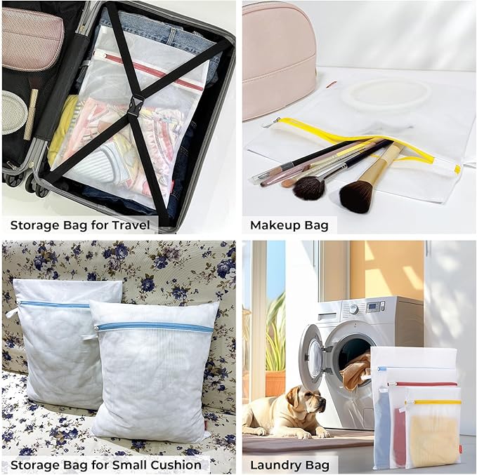 9 Pack Laundry Bag, Mesh Laundry Bags with Sturdy Zipper, Hanging Loop and Breathable Fine Net, Artisans Made Wash Bags for Lingerie, Delicates, Underwear, Pants, Shoes, Socks