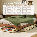 GoMaihe Under Bed Storage with Wheels: 48L Underbed Storage Containers with Lids - Rolling Bins for Shoes Clothes in Dorm Bedroom - Metal Drawers Easy Pull-out Beige 2-Pack