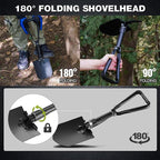 REDCAMP 23" Survival Folding Camping Shovel w/Cover,Portable Shovel with High Manganese Steel, Tactical Entrenching Tool Tri-fold Handle Shovel for Camping Hiking Sand Mud Snow Beach, Black 2.5Lbs