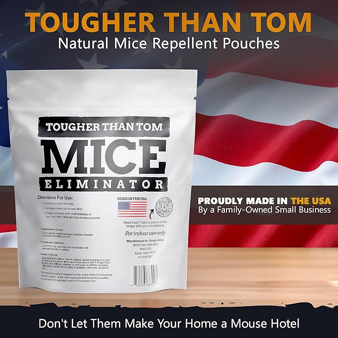 10 Pack All-Natural Mice Repellent Pouches – Harmless Peppermint Essential Oil Mouse Deterrent - Keep Mice Out of Your Home and Your Family Safe - by Tougher Than Tom