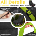 Tiller Cover, Rototiller Covers, 420D Silver-Coated Waterproof Fabric, Adjustable Drawstring Hem, Green Handle & Rear Waist Band – Fits Most Tillers (Black, Electric Tiller Cover)