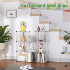 C&AHOME Cube Storage, 9-Cube Plastic Closet Cabinet Organizer, DIY Stackable Bookshelf, Modular shelving Units Ideal for Home, Office, Kids Room, 36.6"L x 12.4" W x 48.4" H Translucent White SBTM3009A