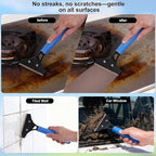 3-in-1 Professional Window Squeegee Kit with 2 Squeegee, 2 Microfiber Scrubber, 1 Razor Scraper, Thick Iron, 63.4" Window Squeegee with Extension Pole for Car, Glass, Mirror, Wall, Bathroom, Home, Van