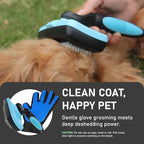 Maxpower Planet Pet Grooming Brush - Double Sided Shedding and Dematting Undercoat Rake Comb for Dogs and Cats,Extra Wide (C1 - Brush & Gloves, Large)