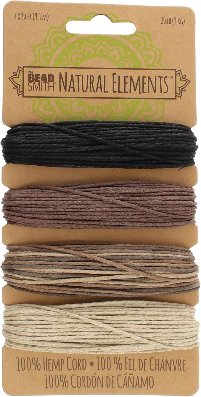 The Beadsmith 100% Hemp Cord – Neutral Colors – 1mm, 30 Foot Spool, 20LB Test Strength – Twine for Jewelry Making, Macrame, Paper Crafts, Gardening, Scrapbooking, Home Décor, DIY String Art & More