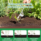 Upgraded Stainless Steel Hand Weeder Tool with Soft Rubber Grip | Manual Weed Extractor with Root Removal Function 4-Tine Slot Weeder for Crevices Garden Weeding Master Kit (3-Pack)