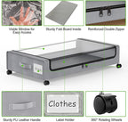Molutsody Under Bed Storage with Wheels, 2-Pack Underbed Storage Containers with Clear Lids, Under Bed Shoe Storage Organizer Bins, Rolling Under Bed Storage for Clothes Shoes Blankets (Grey)