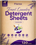 Travel Laundry Detergent Sheets Eco-friendly 120 Loads Fisroa Clothes Washing Detergent Sheets Plastic-Free Washer Strips, Lavender Liquidless Laundry Strips