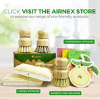 Bamboo Dish Brush Set of 3-100% Plastic Free Kitchen Scrubber with Medium Stiff Sisal and Strong Blend of Coconut Bristles - Non Scratch, Odor Free Wood Scrub for Pots, Pans and Vegetables