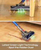 V15 Cordless Vacuum Cleaner, 45Mins Powerful Vacuum Cleaners for Home, Lightweight Stick Vacuum with Advanced Green Light Tech, Rechargeable Battery Vacuum for Carpet,Pet Hair,Hardwood Floor