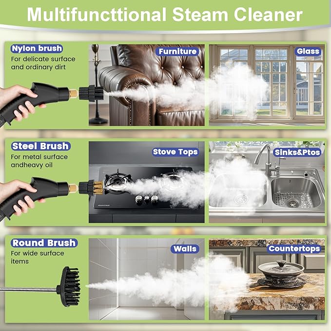 Steam Cleaner,15s Heat-Up,1.4L Tank,Steamer for Cleaning with 10 pcs Accessories,Multi-2500W High Temperature and Pressure handheld steamer,Steam Clea (2-White)