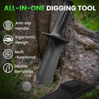 Metal Detector Shovel, Heavy Duty Double Serrated Digging Tool and Metal Detector Accessories with Sheath, Gardening Tools for Weeding, Planting, Camping, Treasure Hunting