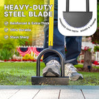 Manual Edger Lawn Tool with 38"-42" Adjustable Length, Saw-Tooth Border Edger with Wide Footplate Manganese Steel Blade, Garden Edging Tool for Flower Beds, Landscaping, Sidewalks, Yard