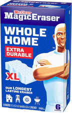 Mr. Clean Magic Eraser Sponge, All Purpose Cleaner, Long Lasting Cleaning Scrubber, Wall, Sneaker, Oven, Kitchen, Bathroom Cleaner, Shower Cleaning Supplies, Whole Home Extra Durable XL, 6ct