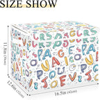 senya Large Storage Bins with Linen Collapsible Foldable Storage Cubes Fabric Closet Organizer Containers box with Flip-Top Lid for Home Bedroom Office 16.7 x 12.6 x 11.8in (Style Latin Alphapet)