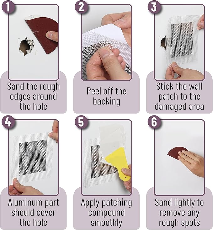 Bates- Drywall Repair Kit, 16 pcs, 4Inch, Dry Wall Patch Kits, Wall Repair Patch Kit, Wall Patch Repair Kit, Drywall Hole Patch, Drywall Patch Kit, Wall Hole Repair Kit, Drywall Patch Hole