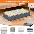 90L Under Bed Storage Containers,4-Pack Closet Organizers and Storage Bins,for Organization and Storage Clothes, Shoes, Blankets & Pillows,Visible Transparent Top Storage Bins with Lids, Grey