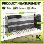 KAFAHOM Power Tool Organizer with Charging Station,9 Drill Holder Wall Mount,4 Layer Durable Metal Cordless Drill Storage for Garage Organization,Battery Tool Rack Built in 7 Outlet Power Strip Black