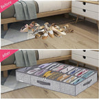 Onlyeasy Sturdy Under Bed Shoe Storage Organizers with Handles & Clear Window (16 to 32 Pairs) 2 Pack, Closet Shoes Containers Boxes for Kids & Adults, 37.7"x23.6"x5.9", Linen-like Grey, MXDUBS16P2