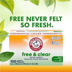 Arm & Hammer Dryer Sheets Professional, Free and Clear, Box of 100 Sheets, (Case of 6)