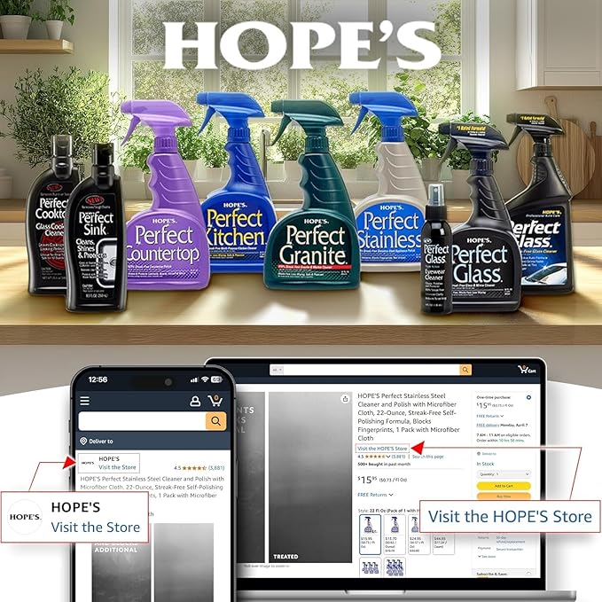 HOPE'S Perfect Granite & Marble Countertop Cleaner Refill, Stain Remover and Polish, Streak-Free, Ammonia-Free, 67.6 Ounce, Pack of 1