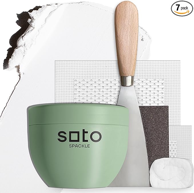 soto Large Hole Repair (Up to 4"), White Spackle, 7-Piece Kit (No. 01 Perfect White) - High Strength Hole Repair Kit for use on: Walls, Drywall, Ceiling, Furniture, Cabinets