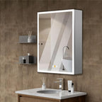 20”W x 26”H Medicine Cabinets for Bathroom with Mirror, Surface Mounted LED Medicine Cabinets Organizer with Defogger, Dimmer, Outlets & USB, Single Doors