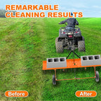 48" Tow Behind Lawn Dethatcher, Pull Behind Rake with 24 Rust-Proof Tines and Heavy Tires, Lawn Tractor Rake with Lift Handle, Tow Behind Rakes to Remove Thatch, Leaves from Large Lawn Area