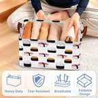 Cute Sushi Storage Basket,Japanese Collapsible Storage Bin Cubes for Living Room Bedroom Blankets Home Storage 17x11.5x10Inch