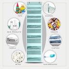 HOMELUX THEORY UPGRADED Over The Door Organizer Hanging - 100D EXTRA THICK & 50lbs HUGE CAPACITY 6 Large Front & 12 Side Pockets, Over The Door Shoe Organizer, Hanging Closet Organizer (Baby Blue 1pc)