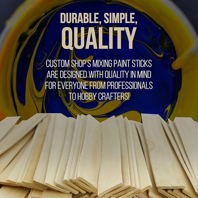 Custom Shop Craft and Paint Sticks - (Pack of 500 Sticks) 12" Inch Premium Grade Wood Stirrers/Paddles - Use for Wood Crafts -to Mix Epoxy Resin or Paint -Garden Sign Posts