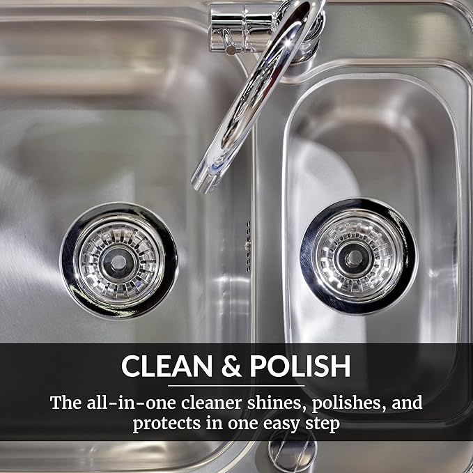 HOPE'S Perfect Sink Cleaner and Polish, Restorative, Water-Repellant, Removes Stains, Ideal for Brushed Stainless Steel, Cast Iron, Porcelain, Corian, Composite, Acrylic, 8.5 oz 4 Pack