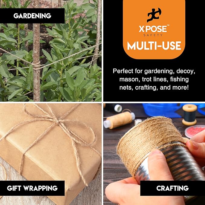 Jute Twine - 1 Ply Brown Roll 285 Feet Natural Jute String for Crafts, Packaging, Wrapping, Decorative Rope Cord for Hanging Ornaments (2 Packs)