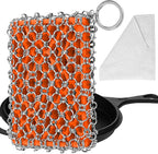 Most Flexible Cast Iron Scrubber, 316L Cast Iron Cleaner Chainmail Scrubber, Chain Scrubber for Cast Iron Pans, Pots, Skillets, Chain Mail Scrubbing Pad Scrub for Cast-Iron, Cast Iron Cleaning