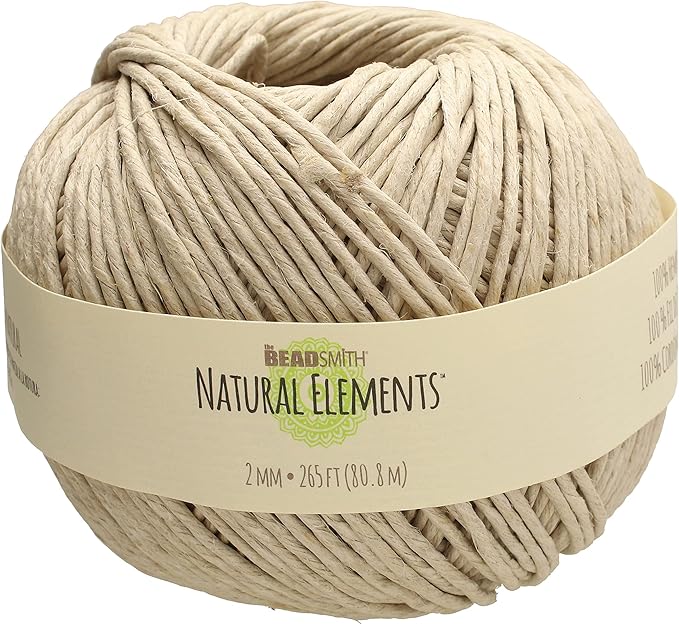 The Beadsmith 100% Hemp Cord – Natural Color – 2mm, 265 Foot Spool, 48LB Test Strength – Twine for Jewelry Making, Macrame, Paper Crafts, Gardening, Scrapbooking, Home Décor, DIY String Art & More