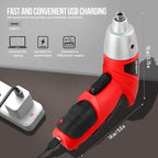 Hi-Spec 19pc 3.6V USB Small Power Screwdriver & Home DIY Tool Kit Set. Cordless & Rechargeable Electric Screwdriver and Compact Hand Tool Box Set,Red