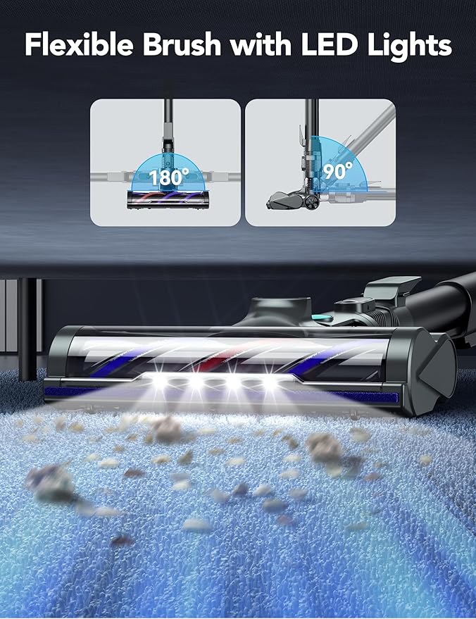 Cordless Vacuum Cleaner, 8-in-1 Powerful Vacuum Cleaners for Home with 1.3L Large Capacity, 2 Modes & 30Mins Runtime, Rechargeable Stick Vacuum for Pet Hair Hardwood Carpet - Green