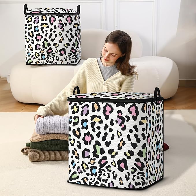 Large Comforter Storage Bag with Zipper,Closet Organizer for Clothes/Blankets/Quilts/Pillows,Fabric Moving Bags with Portable Handles 95L(2-Pack)