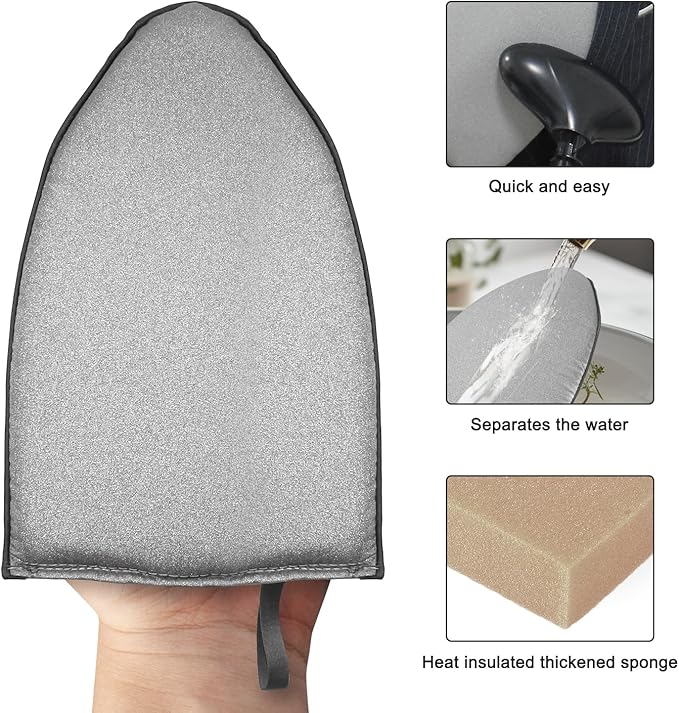 Garment Steamer Ironing Gloves with Finger Loop,Hanging Garment ironing machine board,Standing ironing machine,Anti steam gloves,Heat resistant clothing steam engine gloves (Grey)