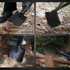 REDCAMP 23" Survival Folding Camping Shovel w/Cover, Manganese Steel Heavy Duty Tactical Shovel with Tri-Fold Handle for Hiking, Beach, Snow, Sand, Mud, Portable Black, 3Lbs