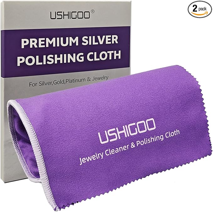 Polishing Cleaning Cloth for Gold, Silver, and Platinum Jewelry, Eco Friendly Large Cleaner Cloth 6.3 x 9.8 in. Keeps Jewelry Clean and Shiny (2 Pcs Dark Purple)