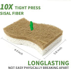 9 Pack Biodegradable Natural Kitchen Sponge - Compostable Cellulose and Coconut Walnut Scrubber Sponge - Eco Friendly Sustainable Sponges for Dishes