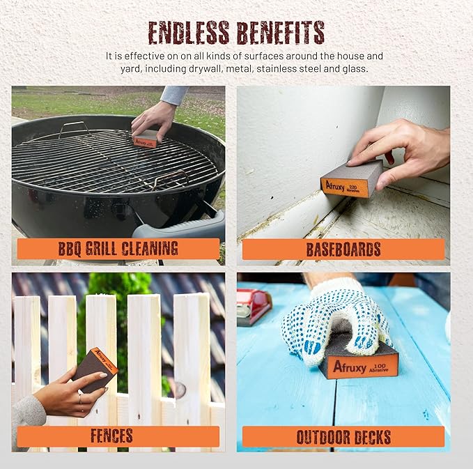 10-Pack Sanding Sponges with Gloves – Super High-Density Reusable Sanding Blocks for Wood, Drywall, Metal & Furniture – Non-Clogging, Wet/Dry – Coarse to Superfine Grits (60/80/100/120/180/220/320)