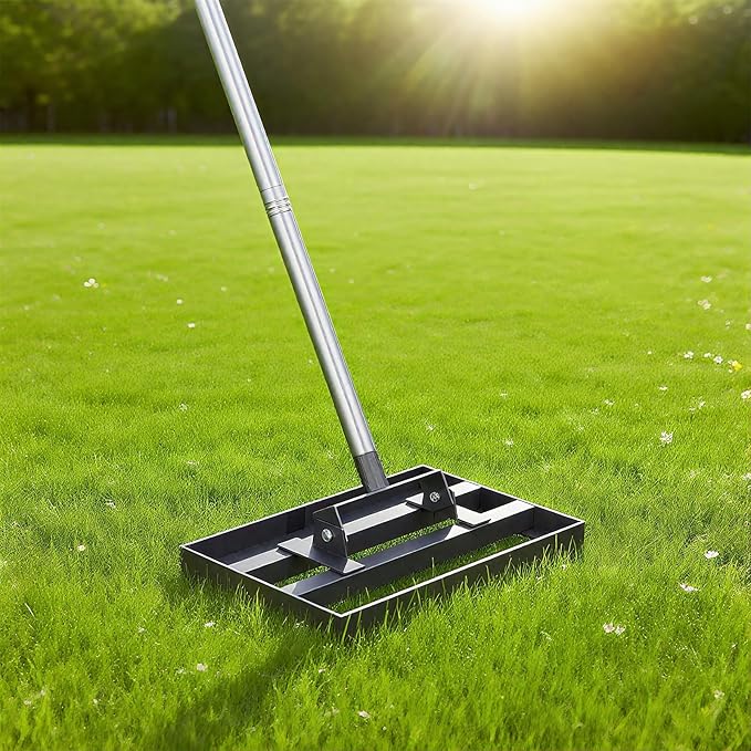 17" x 10" Lawn Leveling Rake with 78" Adjustable Stainless Steel Handle - Heavy Duty Grass Leveling Tool, Leveling rake for Lawn Care, Yard Leveler