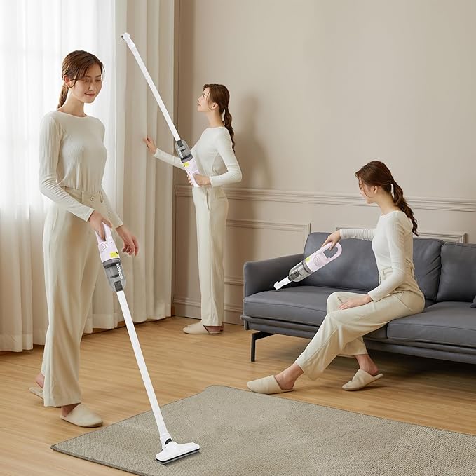 Handheld Vacuum Cleaner,Ultra-Lightweight Mini Portable Vacuums for Home, 6 in 1 Stick Vac Cleaners for Car,Pet Hair(White Cordless)