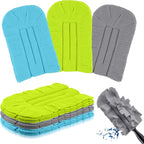 Zubebe 3 Pcs Duster Refill Reusable Fleece Duster Refills Feather Flat Dusters Multi Surface Washable Cleaning Pads Tools for Home, Blinds, Car, Pet, Furniture, Fans (Blue,Green,Gray)