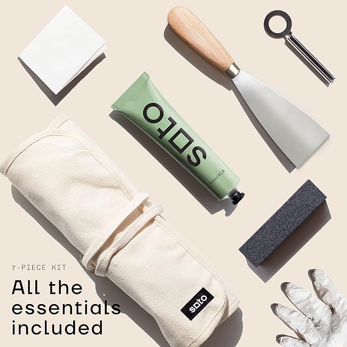 soto Small Hole Repair, White Spackle, 7-Piece Kit (No. 01 Perfect White) - High Strength Small Hole Repair Kit for use on: Walls, Drywall, Ceiling, Furniture, Cabinets