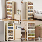 5 Tier Stackable Plastic Storage Bins with Lids 48QT, Collapsible Closet Organizers and Storage with Wheels for Living Room,Office,Dorm